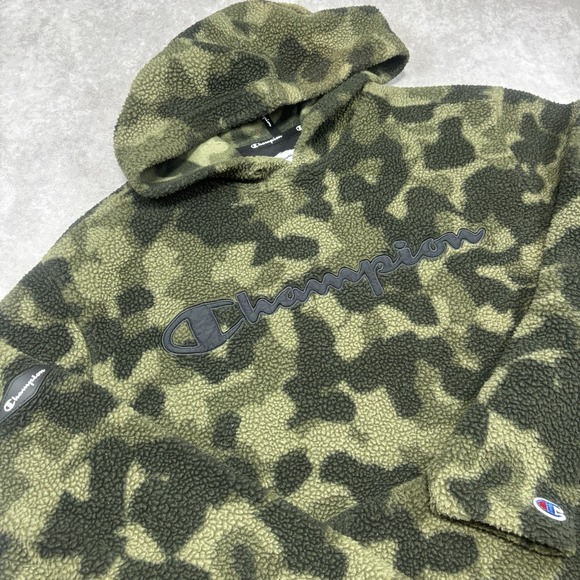 Champion Other - Champion Hoodie Camo Pullover Sherpa Sweatshirt Unisex Medium Long Sleeve Green